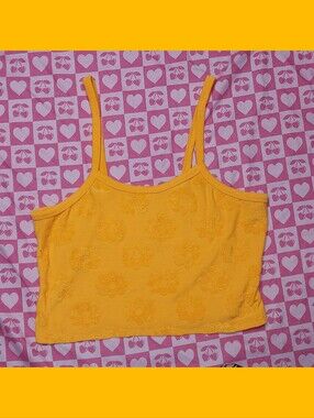 Y2K Orange Flower Crop Top Tank Top